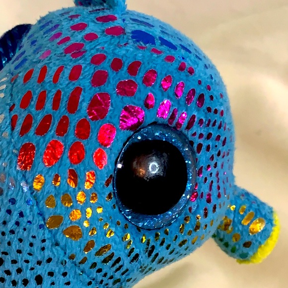 TY Beanie Babies Boos Neptune Rainbow Seahorse Blue Foil 6" Plush Stuffed Toy - Picture 5 of 9